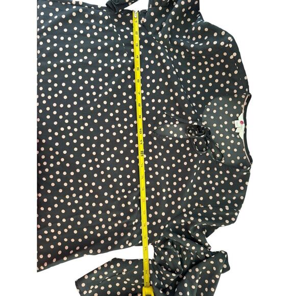 Boden Delia Top Women’s Size 8 Black Pink Polka Dot Bell Sleeve Blouse - Picture 11 of 11